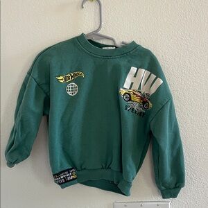 Zara Green Kids Sweater with Car Design